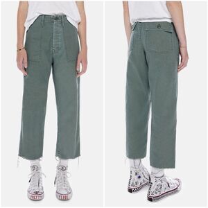 Mother Patch Pocket Private Ankle Fray Pants Army Green Sz 25